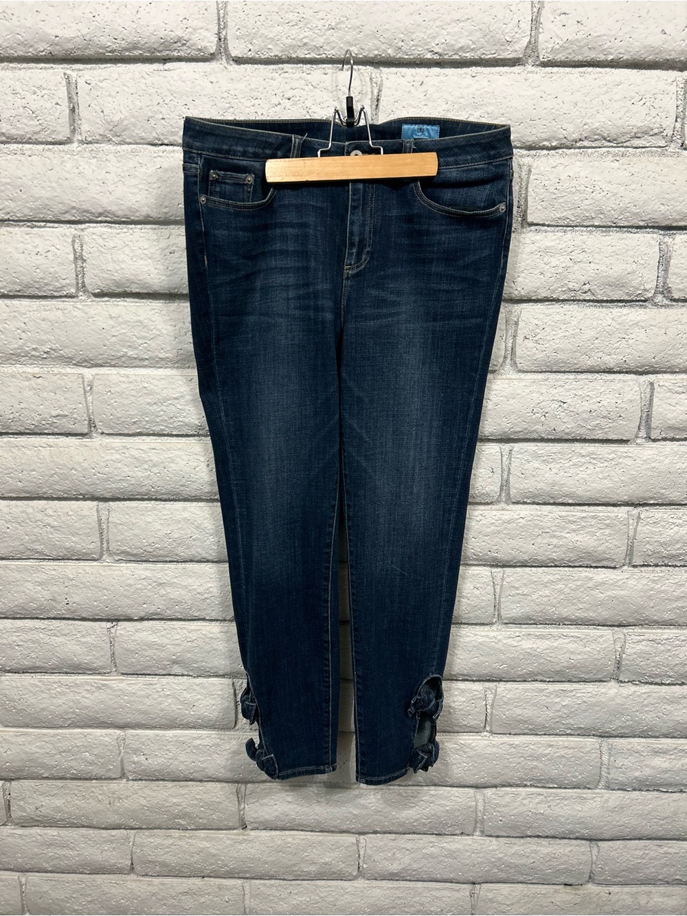CeCe Skinny Jeans Blue Denim Bow Accent 5-Pocket Regular Women's Size 31/12